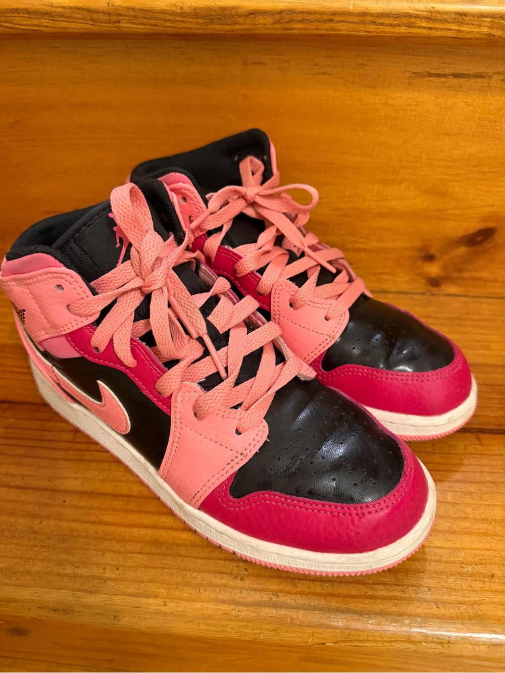 Jordan Kids High-Top Sneakers in Pink and Black